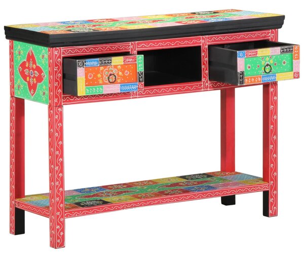 Színes Konzolasztal 100x30x75 cm Tömör Mangófából