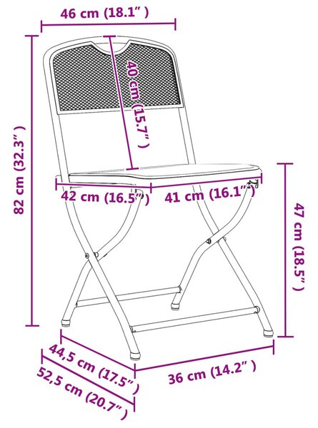 VidaXL Kerti székek 2 pcs Antracit 52,5 x 46 x 82 cm Vas