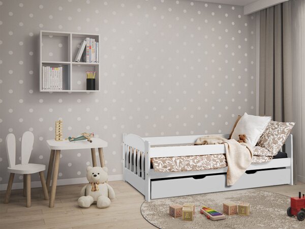 STAS tömörfa gyerekágy ágyneműtartóval 160x80 - fehér