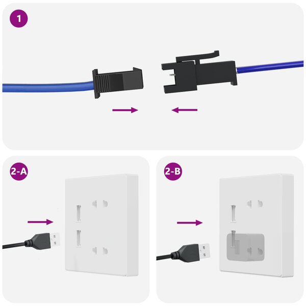 LED szalag 2 pcs Fekete és Fehér 1745 mm Réz és műanyag