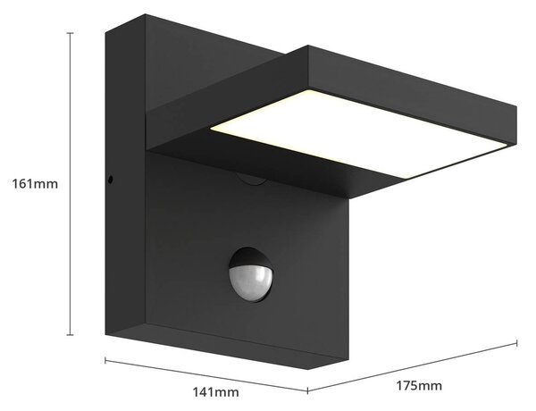 Lucande Silvan LED kültéri falilámpa, antracit, érzékelővel, IP54, Fekete, Alumínium, Modern