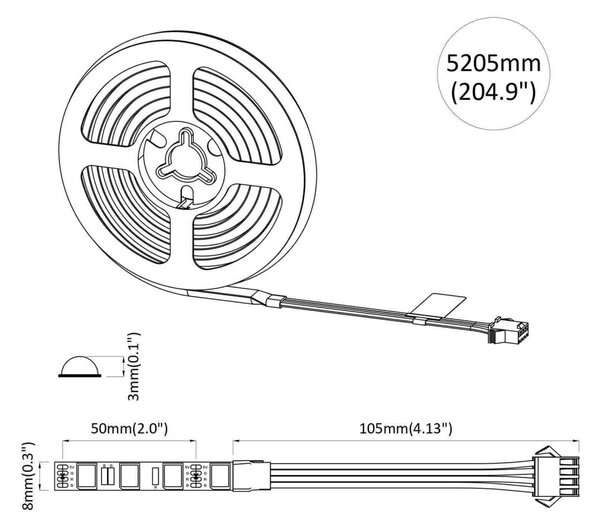 LED szalag 2 pcs Fekete és Átlátszó 5100 mm Réz és műanyag