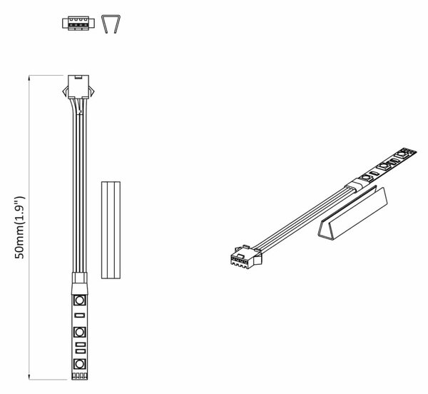 LED szalag 2 pcs Fekete és Fehér 1745 mm Réz és műanyag
