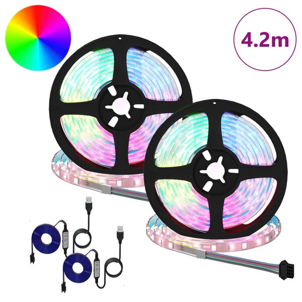 LED szalag 2 pcs Fekete és Átlátszó 210 x 0,8 x 0,3 cm