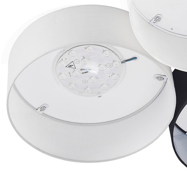 Lindby Janita LED-es mennyezeti lámpa, 3 lámpás, három színű, dimmelhető, Fekete, Nappali / Étkező, Textil / szövet / selyem, Modern