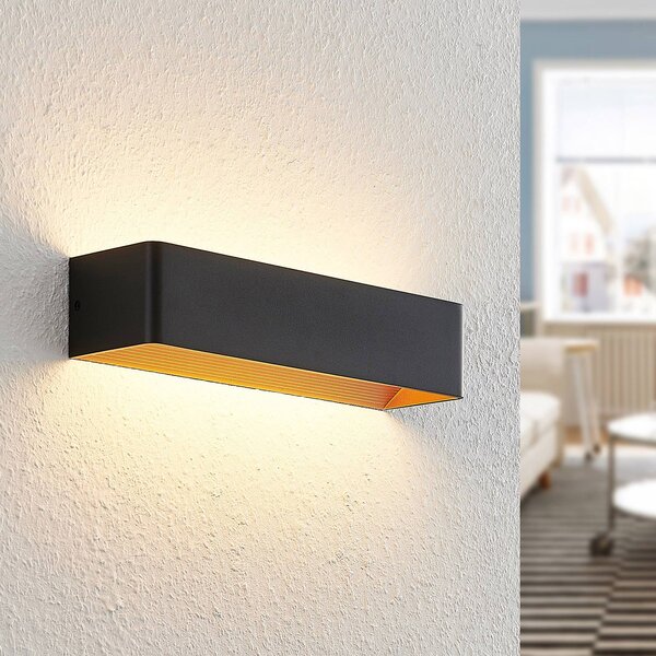 Arcchio LED fali lámpa Karam, 37 cm, fekete, fém, fel/le, dimmelhető, Fekete, Nappali / Étkező, Alumínium, Modern