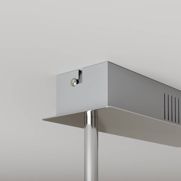 Lucande LED-es mennyezeti lámpa Edano, 122 cm, fehér, textil, fényerőszabályzó, dimmelhető, Fehér / opál, Nappali / Étkező, Textil / szövet / selyem, Modern