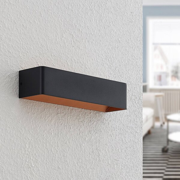 Arcchio LED fali lámpa Karam, 37 cm, fekete, fém, fel/le, dimmelhető, Fekete, Nappali / Étkező, Alumínium, Modern