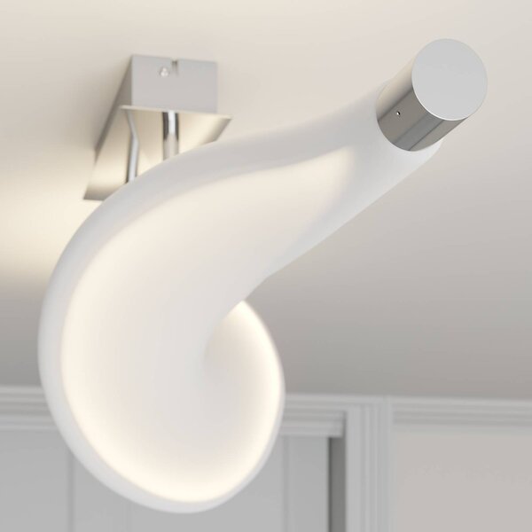 Lucande LED-es mennyezeti lámpa Edano, 122 cm, fehér, textil, fényerőszabályzó, dimmelhető, Fehér / opál, Nappali / Étkező, Textil / szövet / selyem, Modern