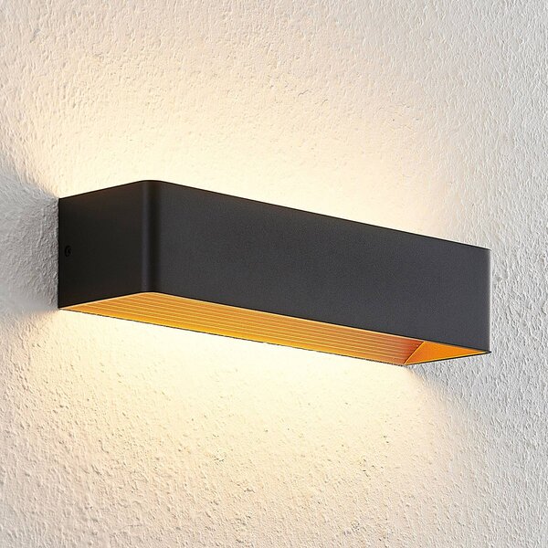Arcchio LED fali lámpa Karam, 37 cm, fekete, fém, fel/le, dimmelhető, Fekete, Nappali / Étkező, Alumínium, Modern