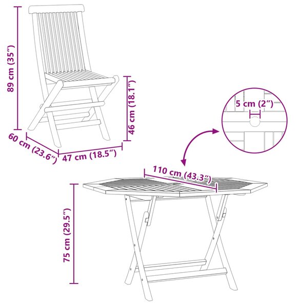 VidaXL Kert Bistro Készlet 3 pcs Barna Tömör teakfa