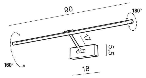 LED fali lámpa Davinci 90 króm – Szürke