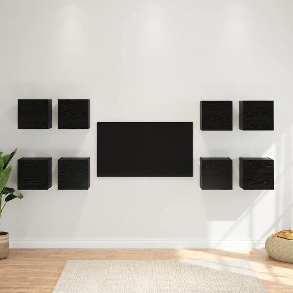 VidaXL Fali TV Szekrény 8 pcs Fekete Tölgy 30,5 x 30 x 30 cm