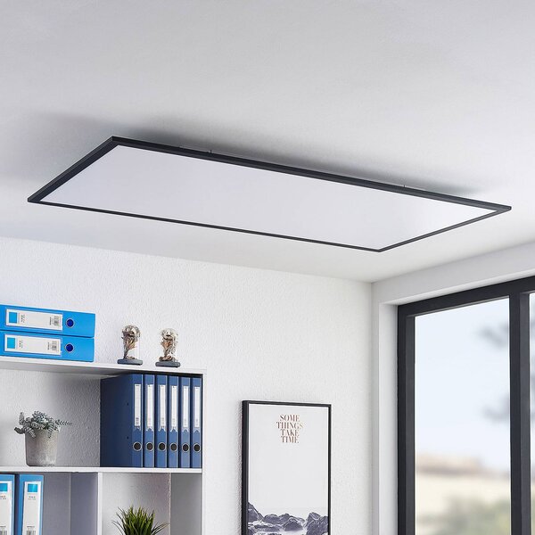 Lindby LED panel Nelios, 120 x 60 cm, CCT, fekete, fém, dimmelhető, Fekete, Konyha, Alumínium, Modern