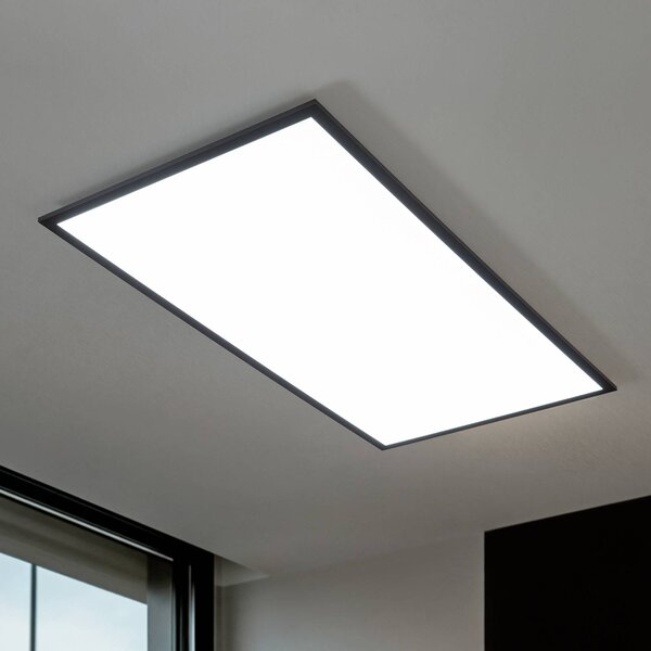 Lindby LED panel Nelios, 120 x 60 cm, CCT, fekete, fém, dimmelhető, Fekete, Konyha, Alumínium, Modern