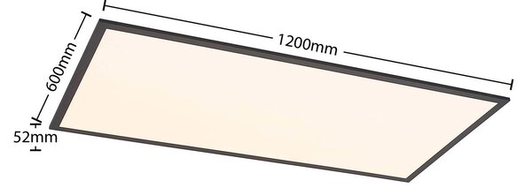 Lindby LED panel Nelios, 120 x 60 cm, CCT, fekete, fém, dimmelhető, Fekete, Konyha, Alumínium, Modern