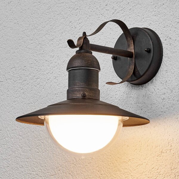 Lindby LED kültéri fali lámpa Clea, szélesség 24 cm, fém, Réz, Rozsdamentes acél, Modern