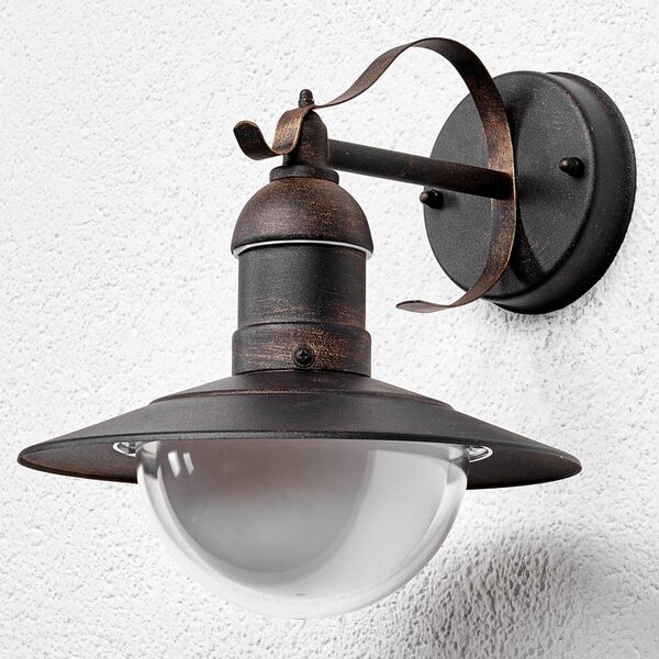 Lindby LED kültéri fali lámpa Clea, szélesség 24 cm, fém, Réz, Rozsdamentes acél, Modern