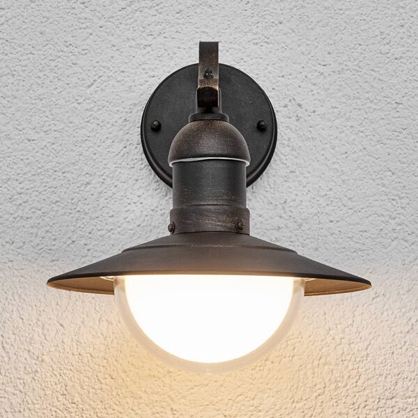 Lindby LED kültéri fali lámpa Clea, szélesség 24 cm, fém, Réz, Rozsdamentes acél, Modern