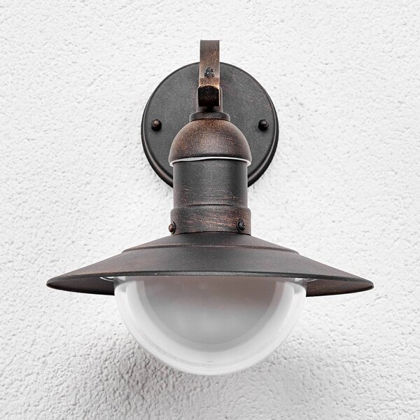 Lindby LED kültéri fali lámpa Clea, szélesség 24 cm, fém, Réz, Rozsdamentes acél, Modern
