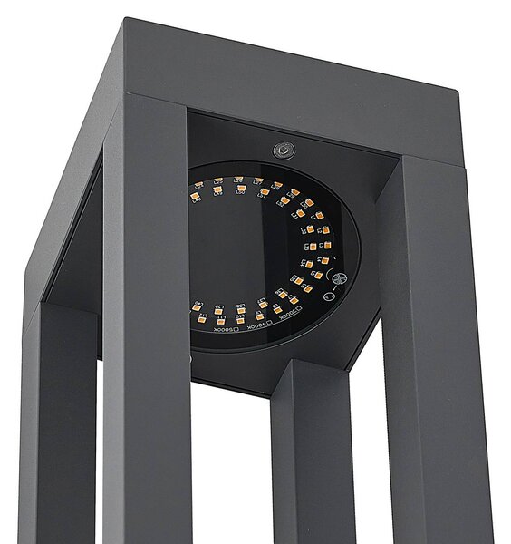 Arcchio LED-es oszloplámpa Lienna, 60 cm, szürke, fém, IP65, Alu / szürke / cink, Alumínium, Modern