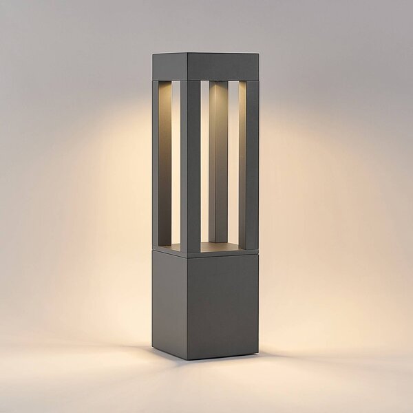 Arcchio LED-es oszloplámpa Lienna, 60 cm, szürke, fém, IP65, Alu / szürke / cink, Alumínium, Modern