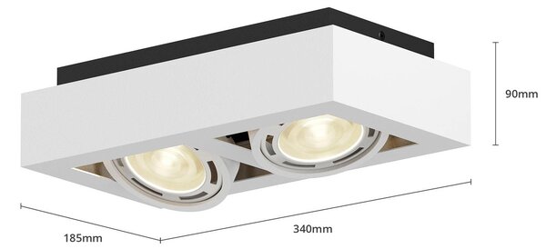 Arcchio mennyezeti spotlámpa Ronka, 34 cm, 2-lámpás, fehér, GU10, dimmelhető, Fehér / opál, Nappali / Étkező, Alumínium, Modern