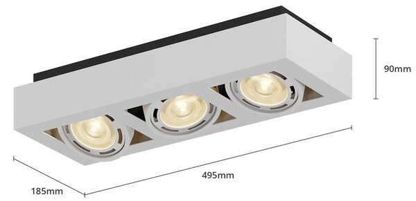 Arcchio mennyezeti spotlámpa Ronka, 50 cm, 3 lámpás, fehér, GU10, dimmelhető, Fehér / opál, Nappali / Étkező, Alumínium, Modern