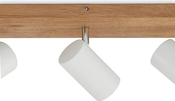 Lindby Maniva mennyezeti spotlámpa, 44 cm, 3 lámpás, fehér, GU10, dimmelhető, Világos fa, Nappali / Étkező, Fa, Modern