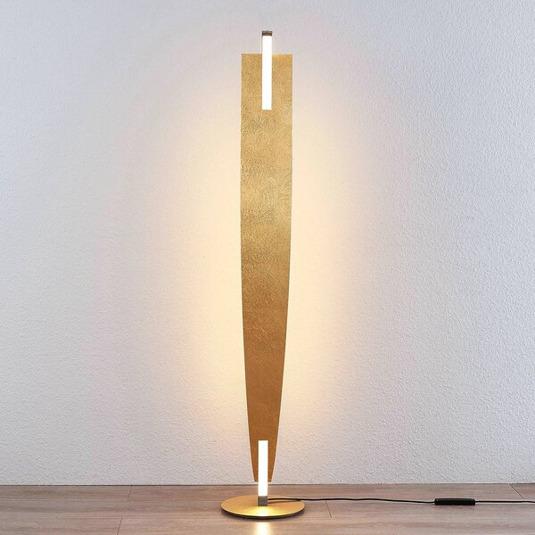 Lucande LED állólámpa Marija, arany színű, fényerőszabályzó, 140 cm, dimmelhető, Sárgaréz / arany, Nappali / Étkező, fém, Modern