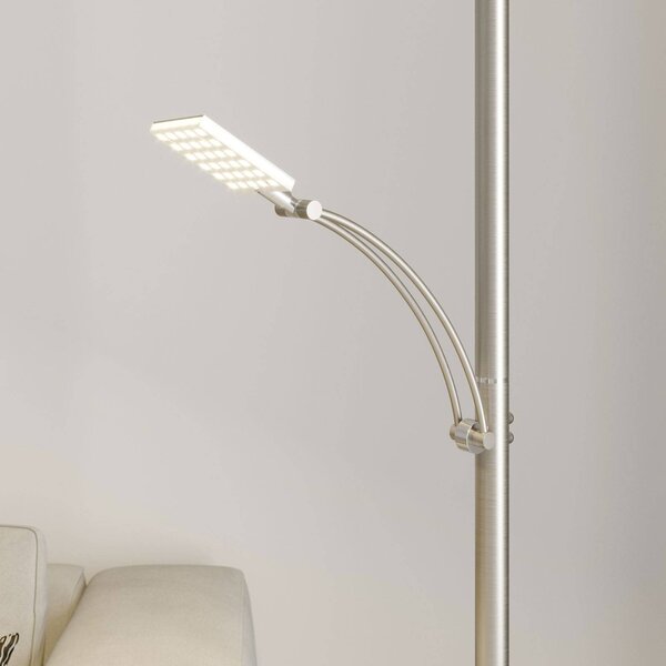 Lucande LED álló világítás Parthena, nikkel, fém, 180 cm, dimmelhető, Alu / szürke / cink, Nappali / Étkező, fém, Modern