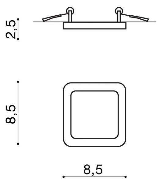 Spotlámpa Slim 9 Square 3000K Ip44 fehér gipszkartonhoz