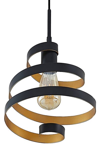 Lindby Colten függőlámpa, Ø 50 cm, 3-as lámpa, fekete, arany, dimmelhető, Fekete, Nappali / Étkező, fém, Dizájn