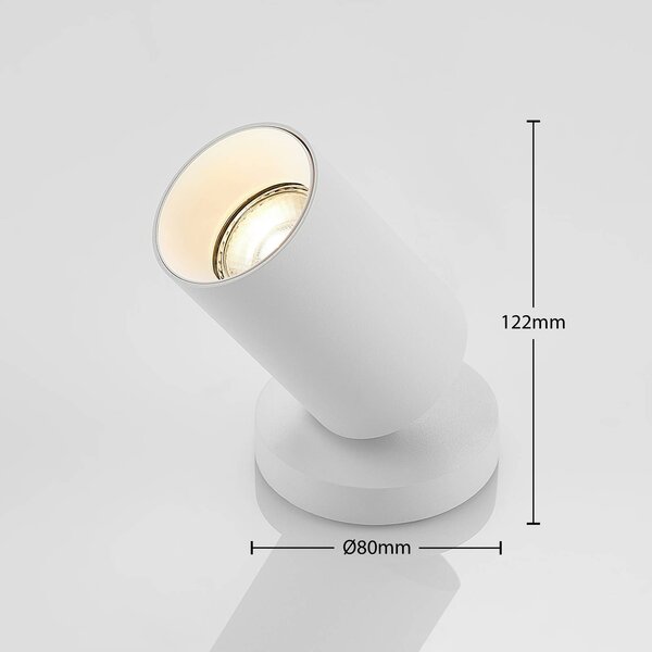 Arcchio Brinja spotlámpa, fehér, kerek, 12 cm magas, Ø 6 cm, dimmelhető, Fehér / opál, Nappali / Étkező, Alumínium, Modern