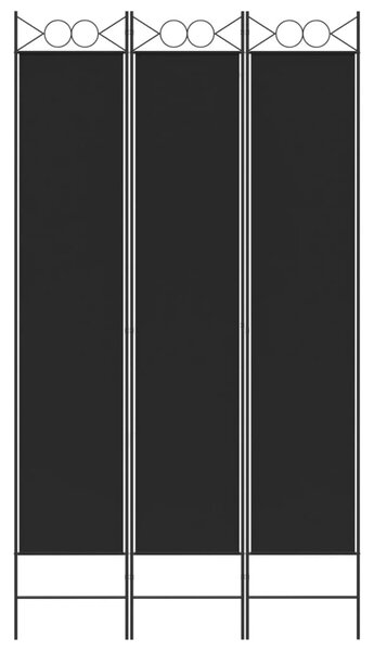 3 paneles fekete szövet térelválasztó 120 x 220 cm