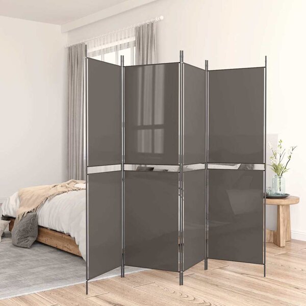 5 paneles antracitszürke szövet térelválasztó 250 x 220 cm