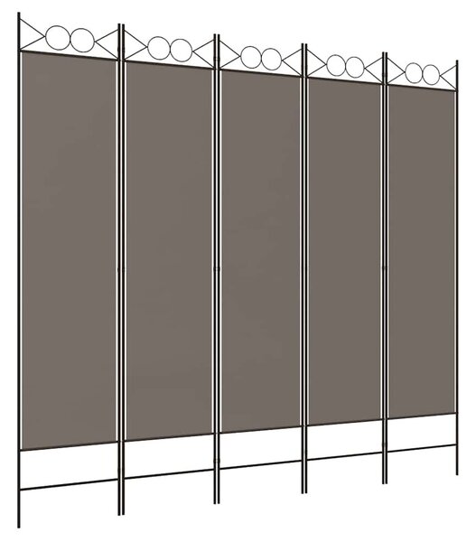 5 paneles antracitszürke szövet térelválasztó 200x220 cm