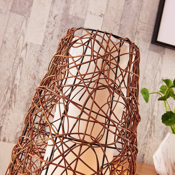 Lindby állólámpa Nias, magasság 111 cm, rattan, textil, Barna / rozsda, Nappali / Étkező, Fa, Modern