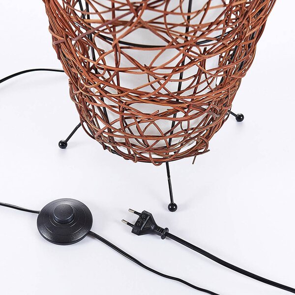 Lindby állólámpa Nias, magasság 111 cm, rattan, textil, Barna / rozsda, Nappali / Étkező, Fa, Modern