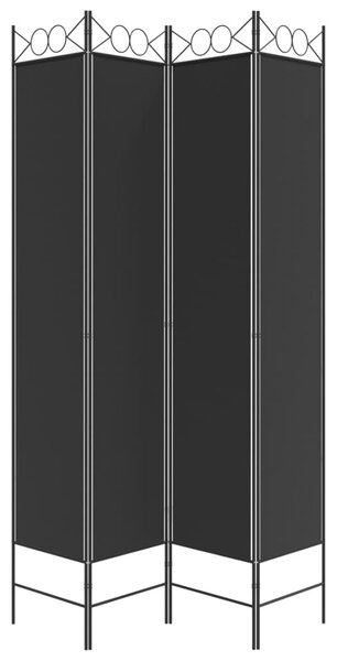 4 paneles fekete szövet térelválasztó 160x220 cm