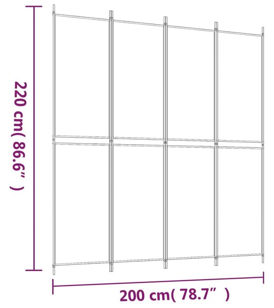 4 paneles barna szövet paraván 200x220 cm