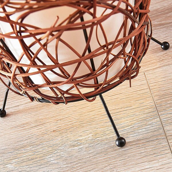Lindby állólámpa Nias, magasság 111 cm, rattan, textil, Barna / rozsda, Nappali / Étkező, Fa, Modern
