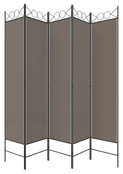 5 paneles antracitszürke szövet térelválasztó 200x220 cm