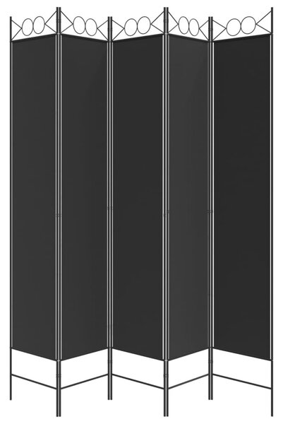 5 paneles fekete szövet térelválasztó 200x220 cm
