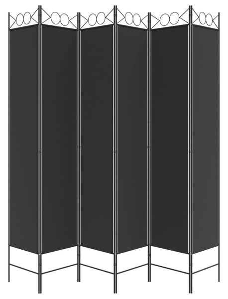 6-paneles fekete szövet térelválasztó 240x220 cm