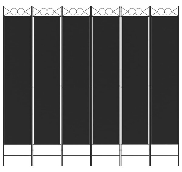 6-paneles fekete szövet térelválasztó 240x220 cm