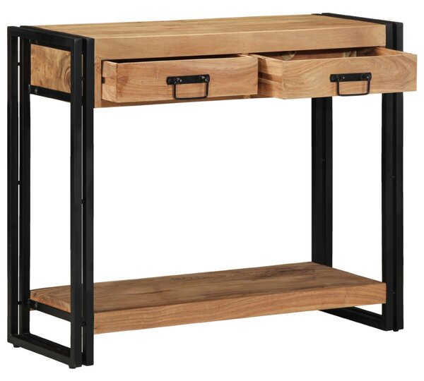 Kisasztal Fekete 90x33x75 cm Tömör akácfa és fém