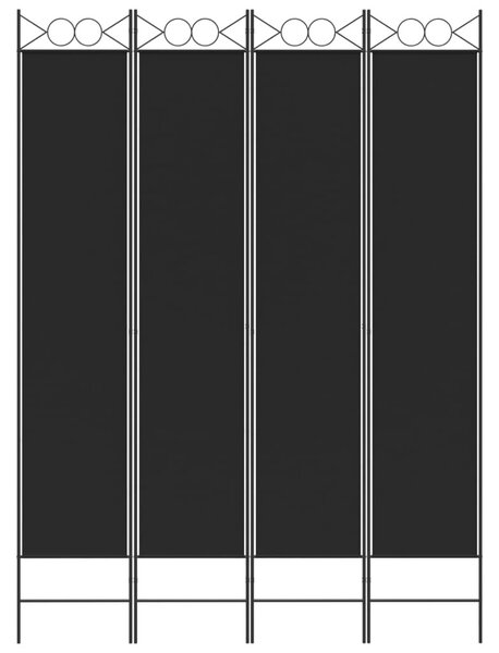 4 paneles fekete szövet térelválasztó 160x220 cm