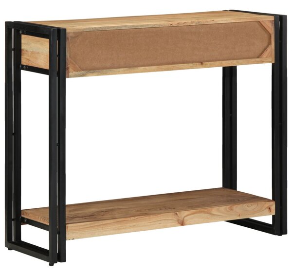 Kisasztal Fekete 90x33x75 cm Tömör akácfa és fém