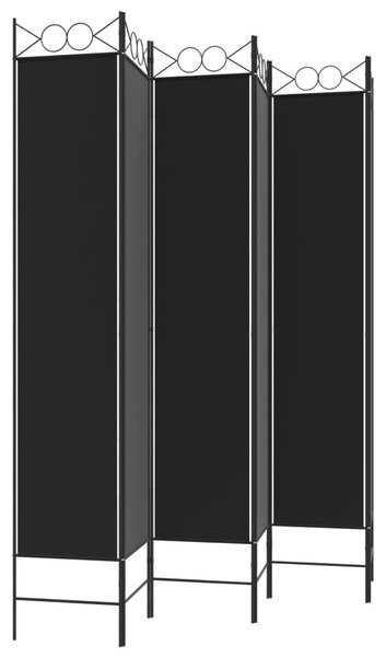 6-paneles fekete szövet térelválasztó 240x220 cm